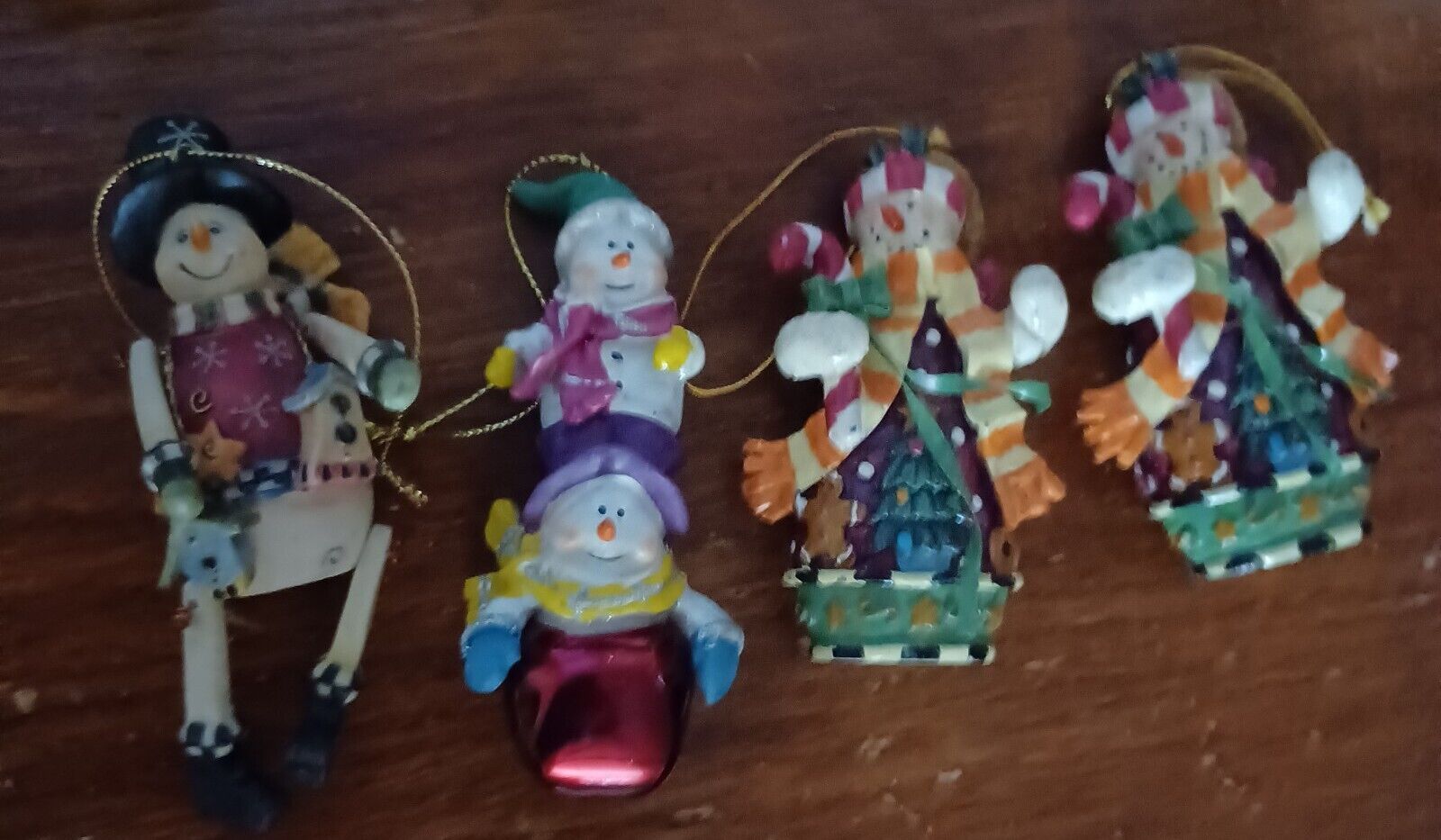 4 Snowman Collectible  Christmas Ornaments Lot  Holiday Decor