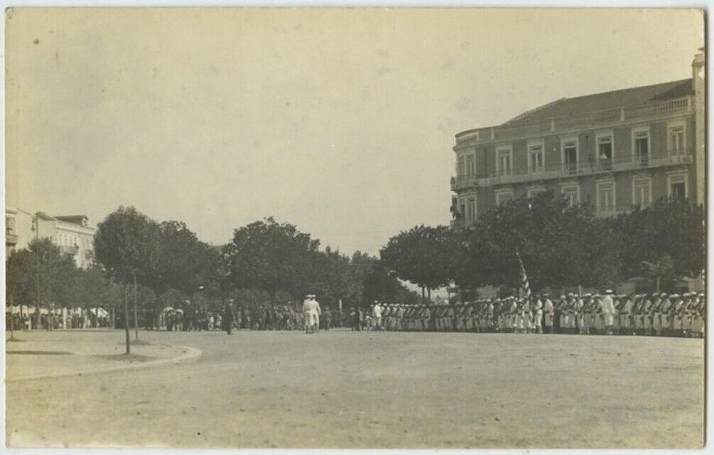 Sailors on Parade Location Unknown Real Photo Vintage Postcard RPPC