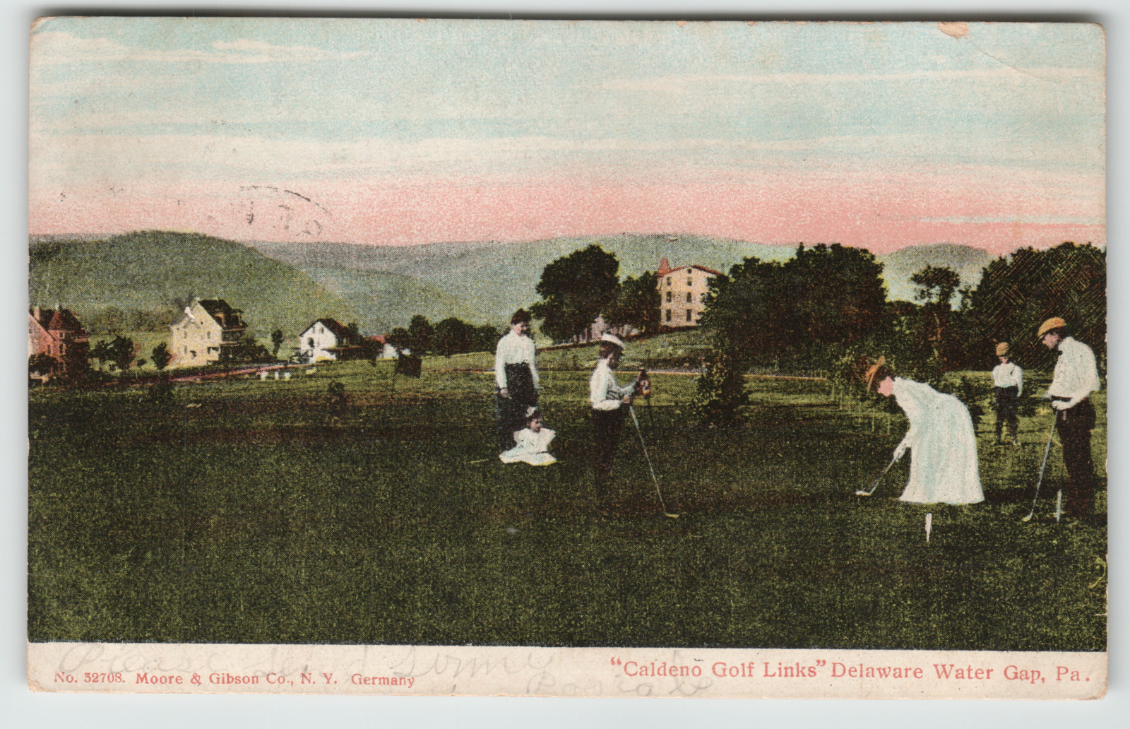 Postcard 1908 Caldeno Golf Links in Delaware Water Gap, PA