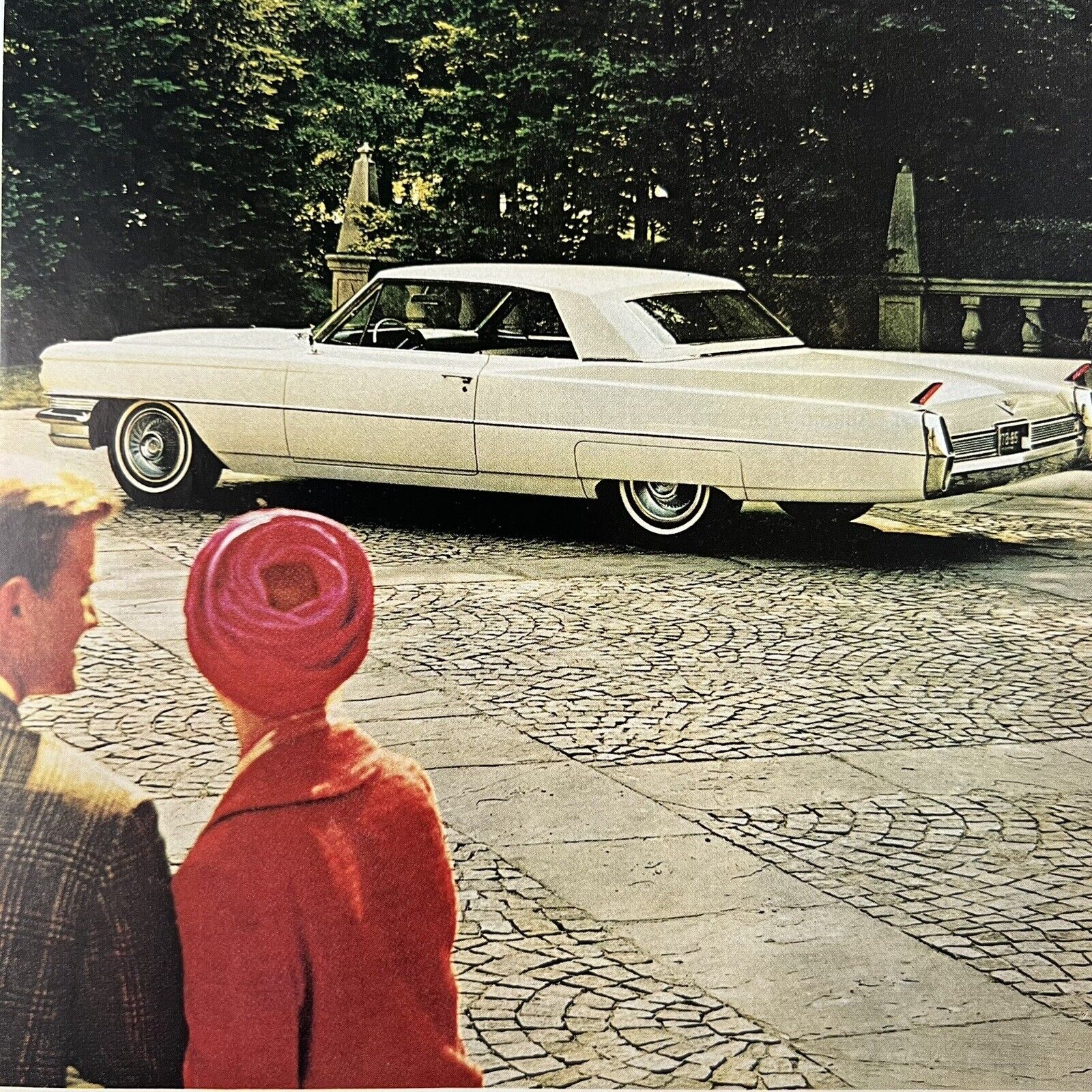 Vintage 1964 Cadillac White Happy Couple Looking Onward Color Advertisement Ad