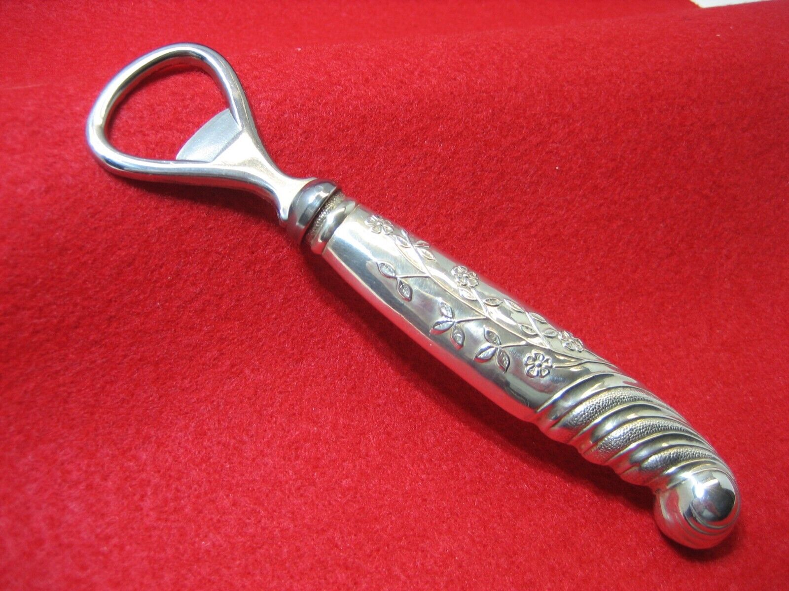 Rare Sterling Silver Repousse Bottle Opener