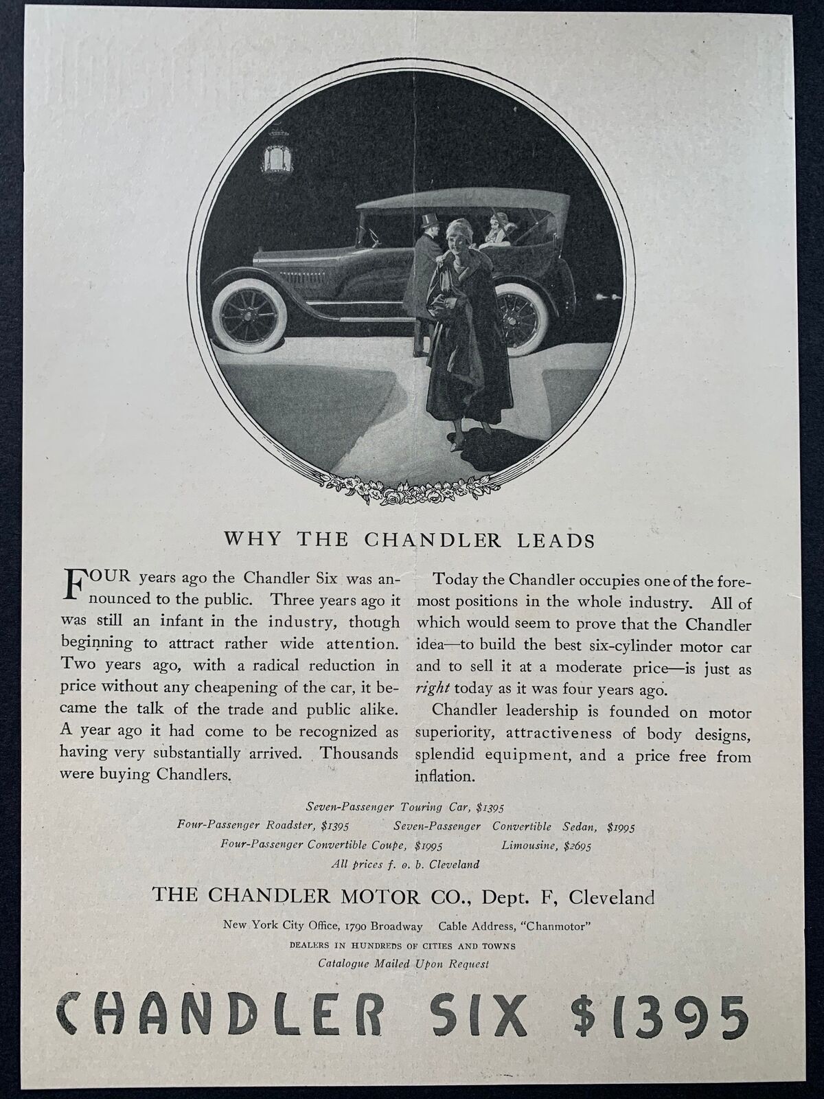 Vintage 1917 Chandler Six Automobile Ad
