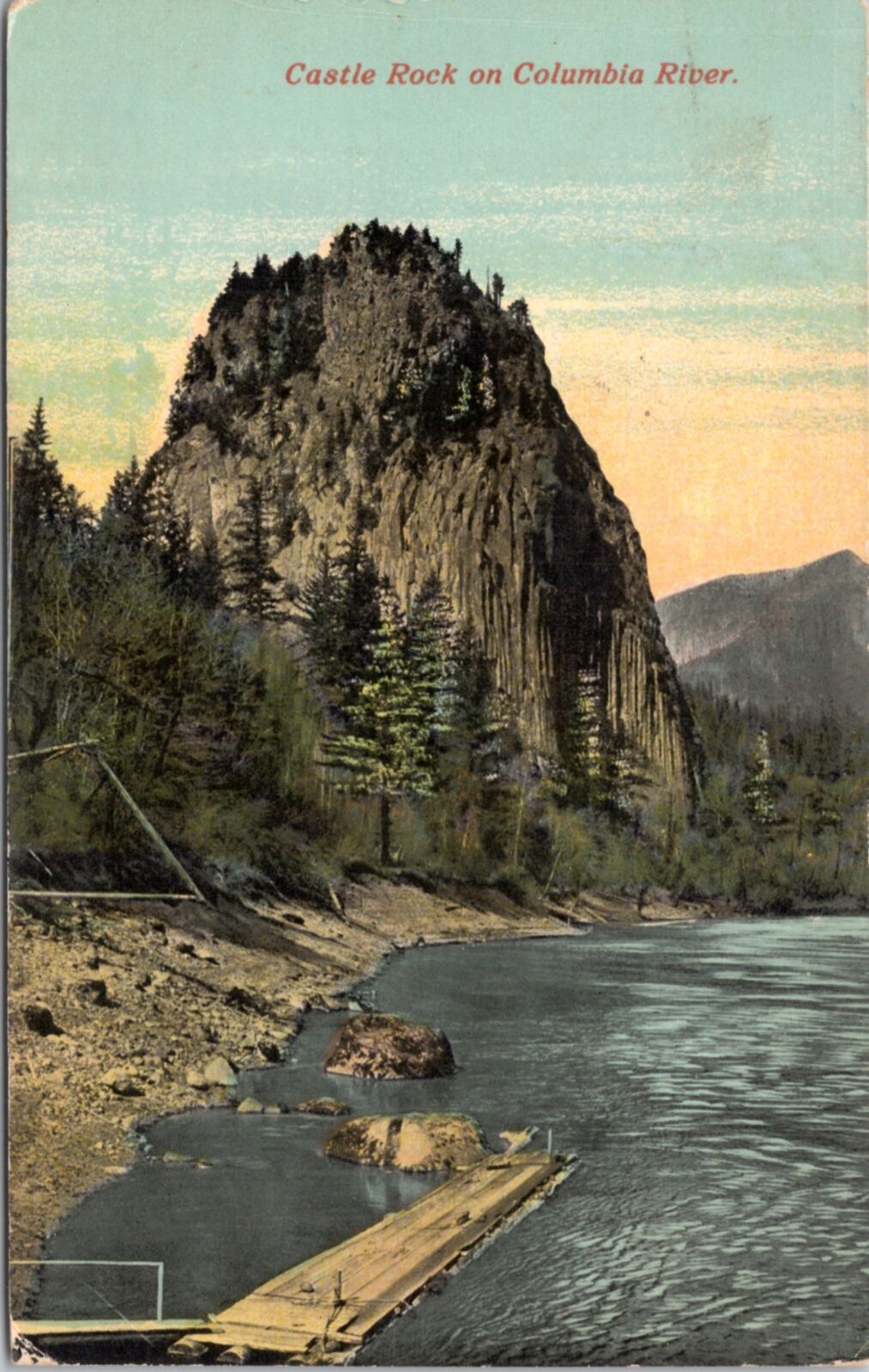 Postcard WA - Castle Rock on Columbia River
