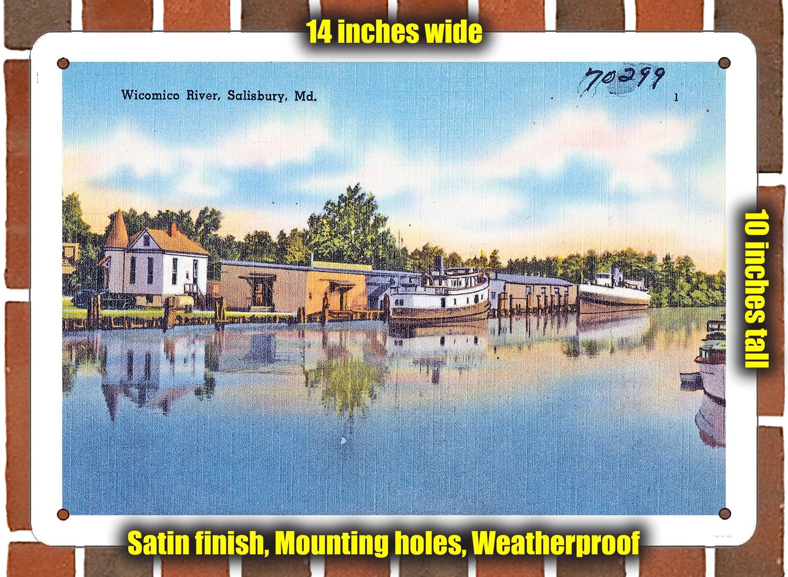 METAL SIGN - Maryland Postcard - Wicomico River, Salisbury, Md.