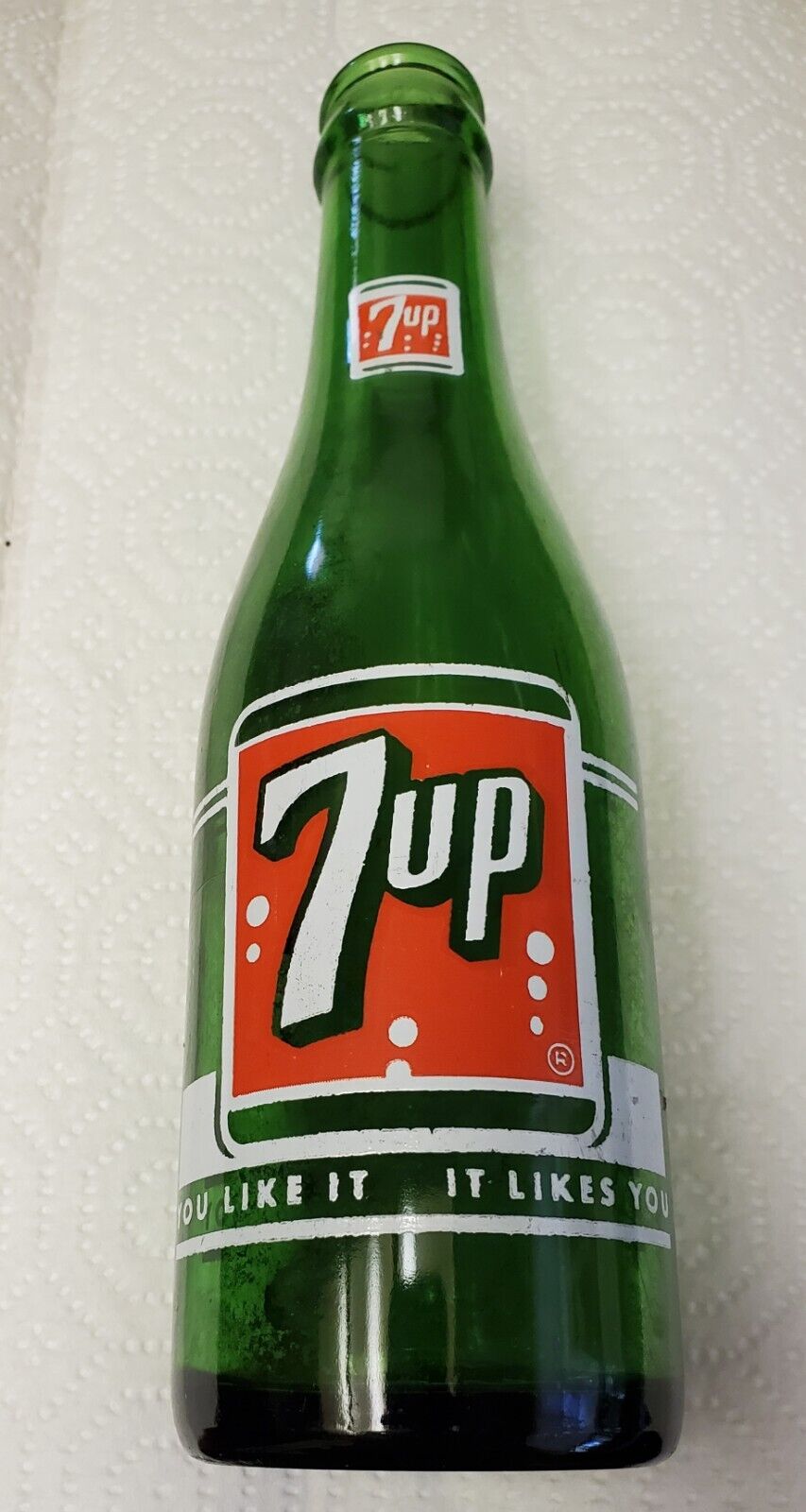 7 up green glass bottle 7oz Vintage * 1964 one year only *