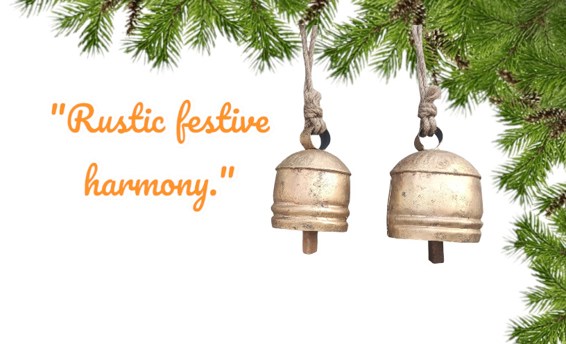 Jingle Bells: Festive Chimes and Rustic Gift 5in=6 Bells , 5.5in=6 (Set of 12)
