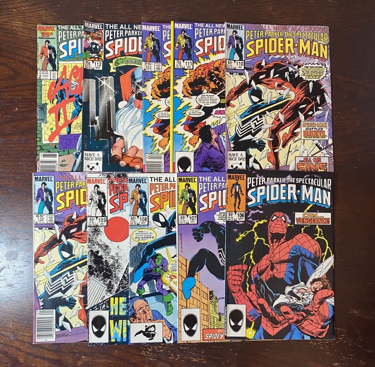 Spectacular Spider-Man Comic Lot of 10x: 106 107 108 109 110 110 111 111 112 An6