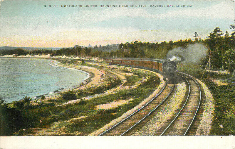 Michigan Traverse Bay GR&I Northland Railroad Train C-1918 Postcard 22-10575