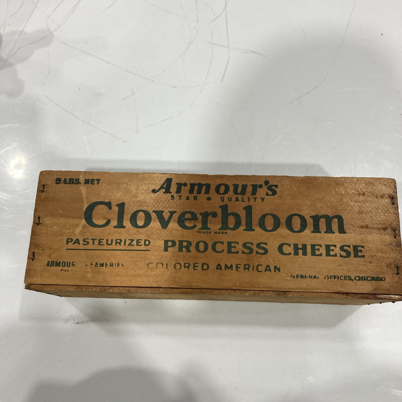 Vintage Armour\'s Cloverbloom Wood Cheese Box 5 lb American Process Chicago