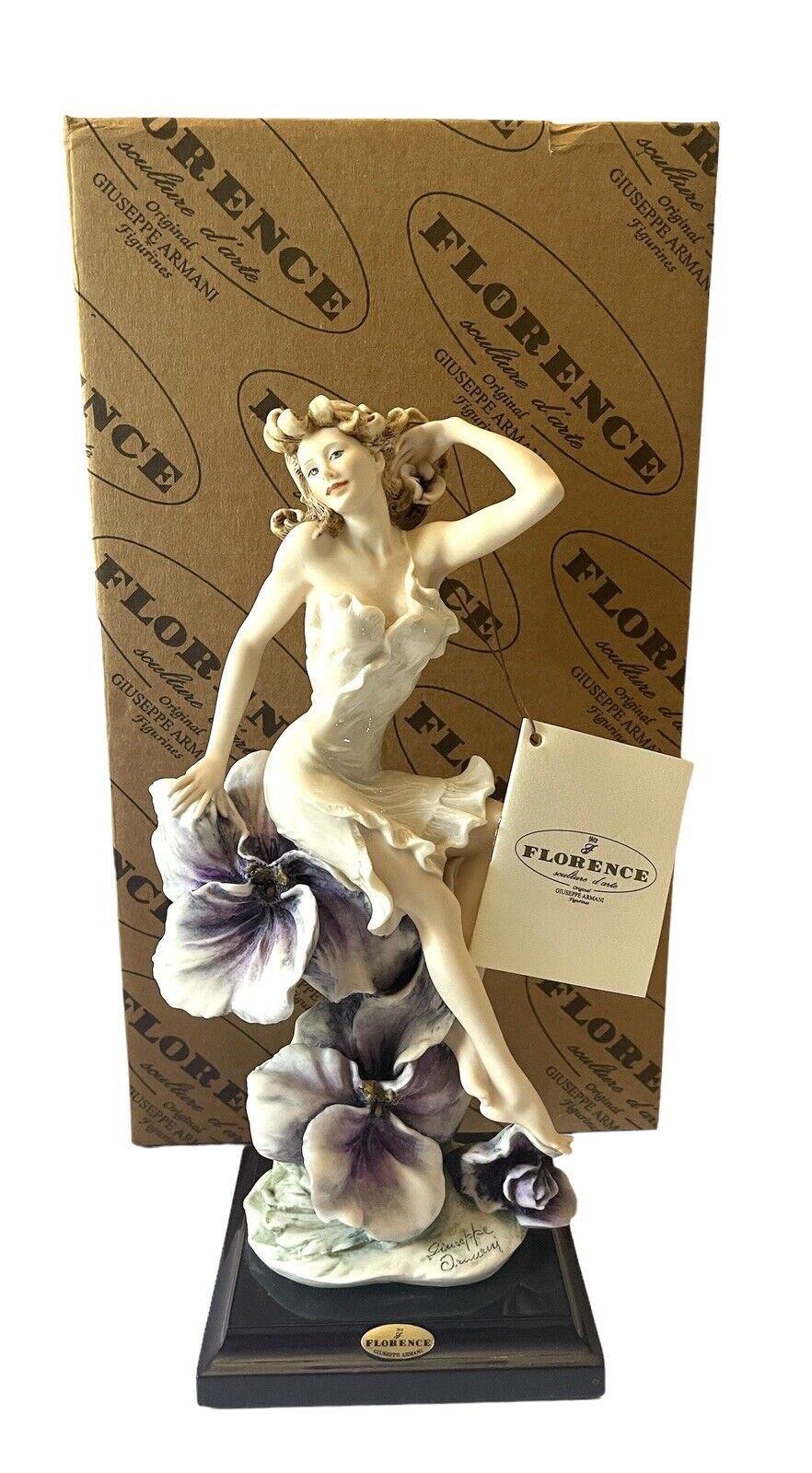 GIUSEPPE ARMANI MISS VIOLET 1351C 10” Porcelain Figurine Florence Italy W/ Box