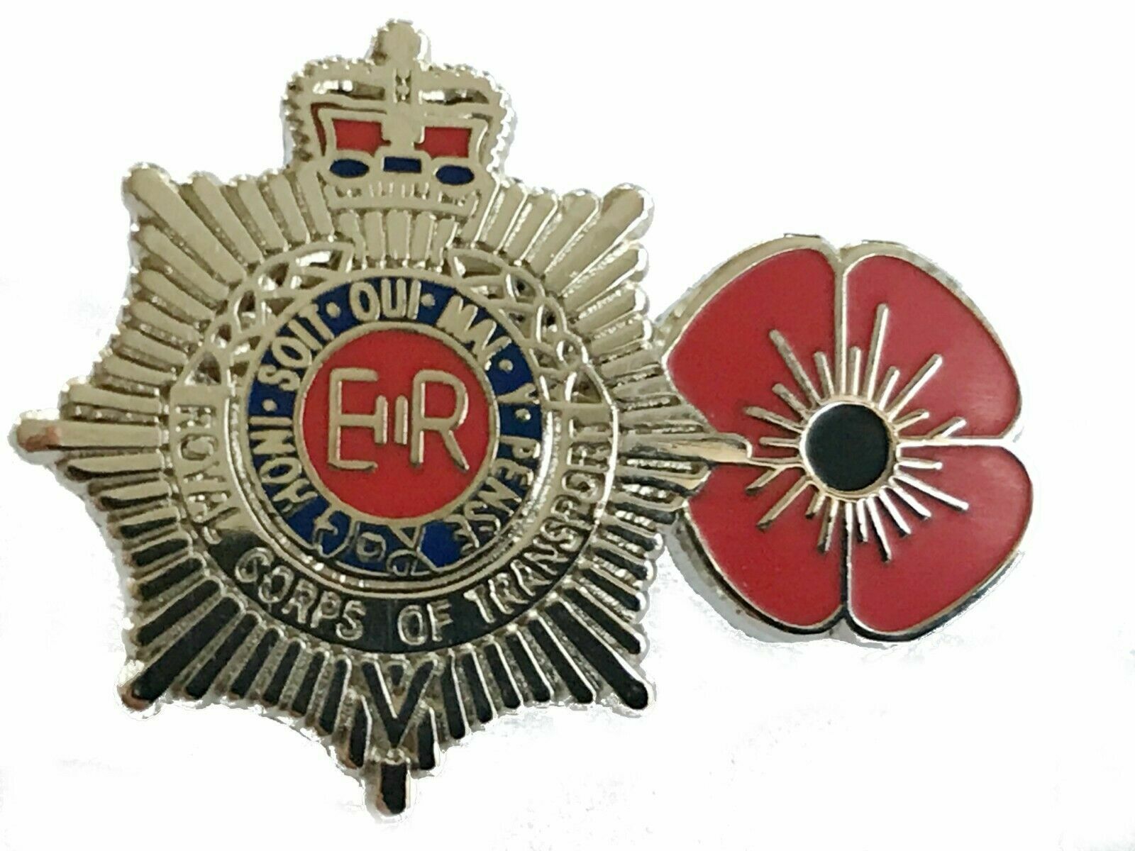 Royal Corps Transport RCT and flower Lapel Pin Badge Silver 