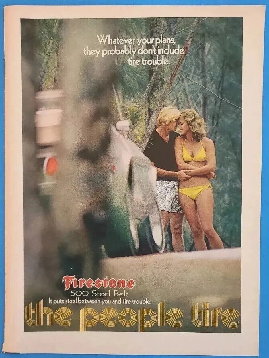 1972 Firestone the people tire Vtg 1970\'s Magazine Print Advertisement