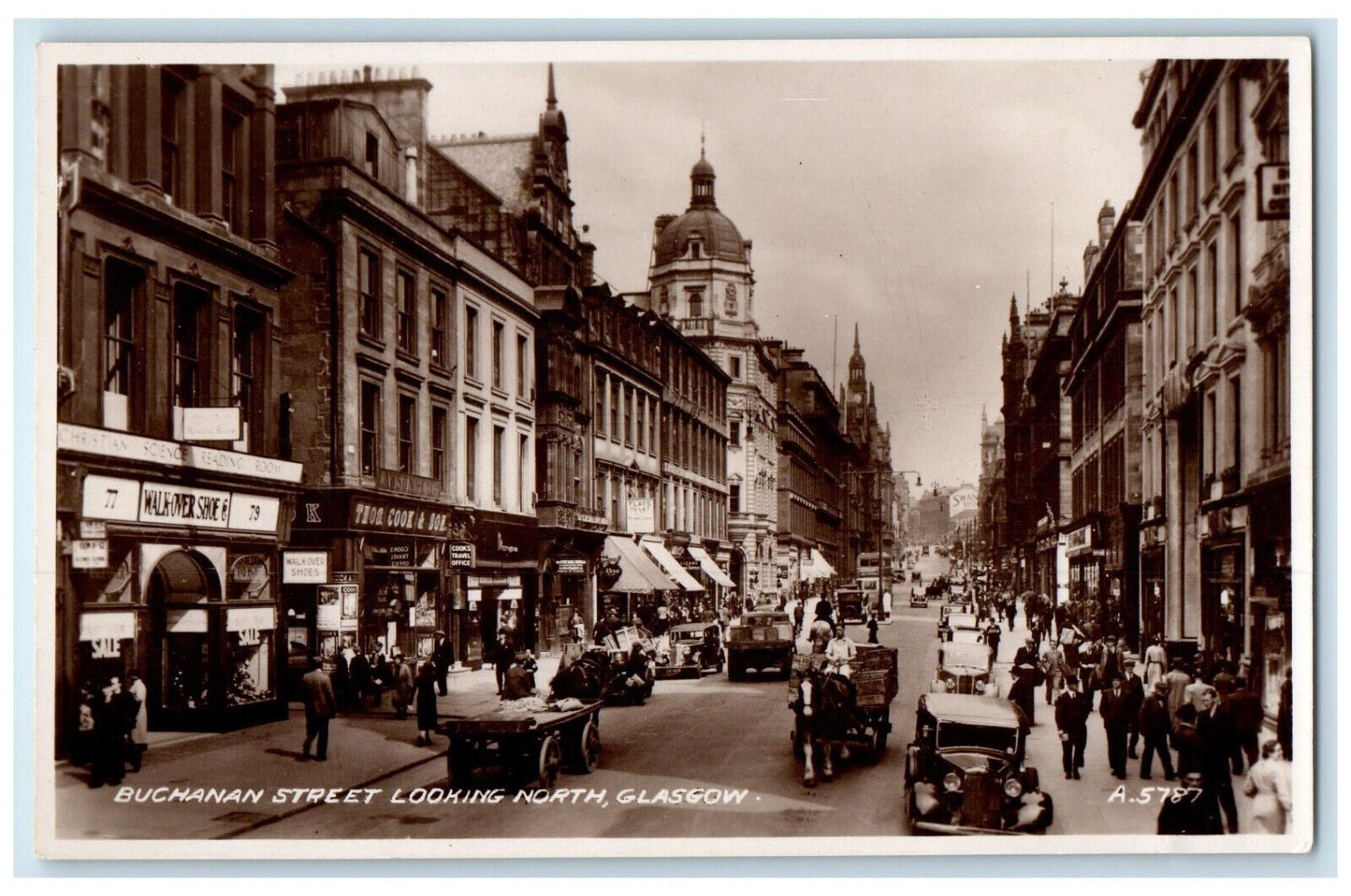 c1930\'s Buchanan Street Looking North Glasgow Scotland RPPC Photo Postcard