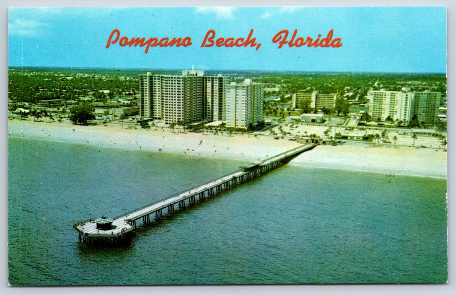 Postcard Fishing Pier, Aerial View, Pompano Beach, Florida Unposted