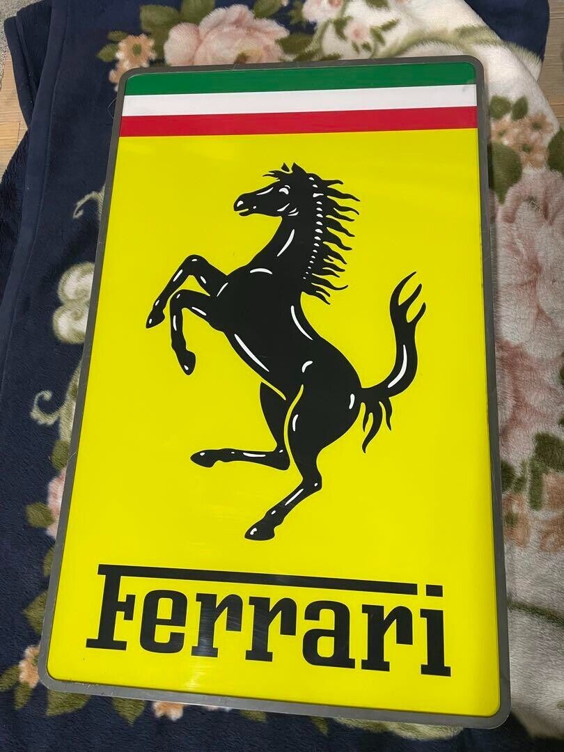 Ferrari Logo AUTO CAR DEALER 3D Routed Carved LED LIGHT BOX Dealer Used F/S JP