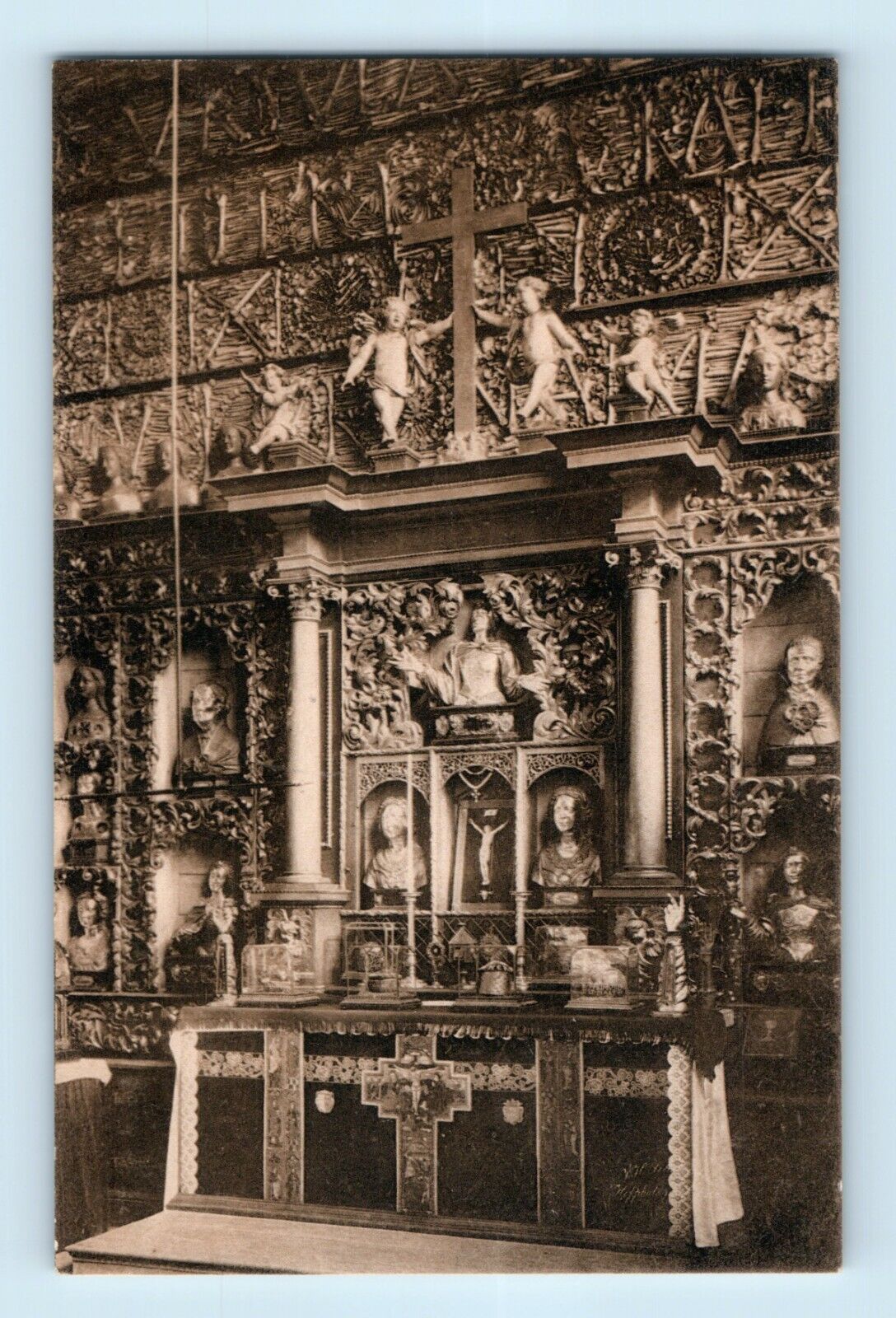 St Ursula Schatzkammer Germany Statues Jesus Cross Decor Postcard C2