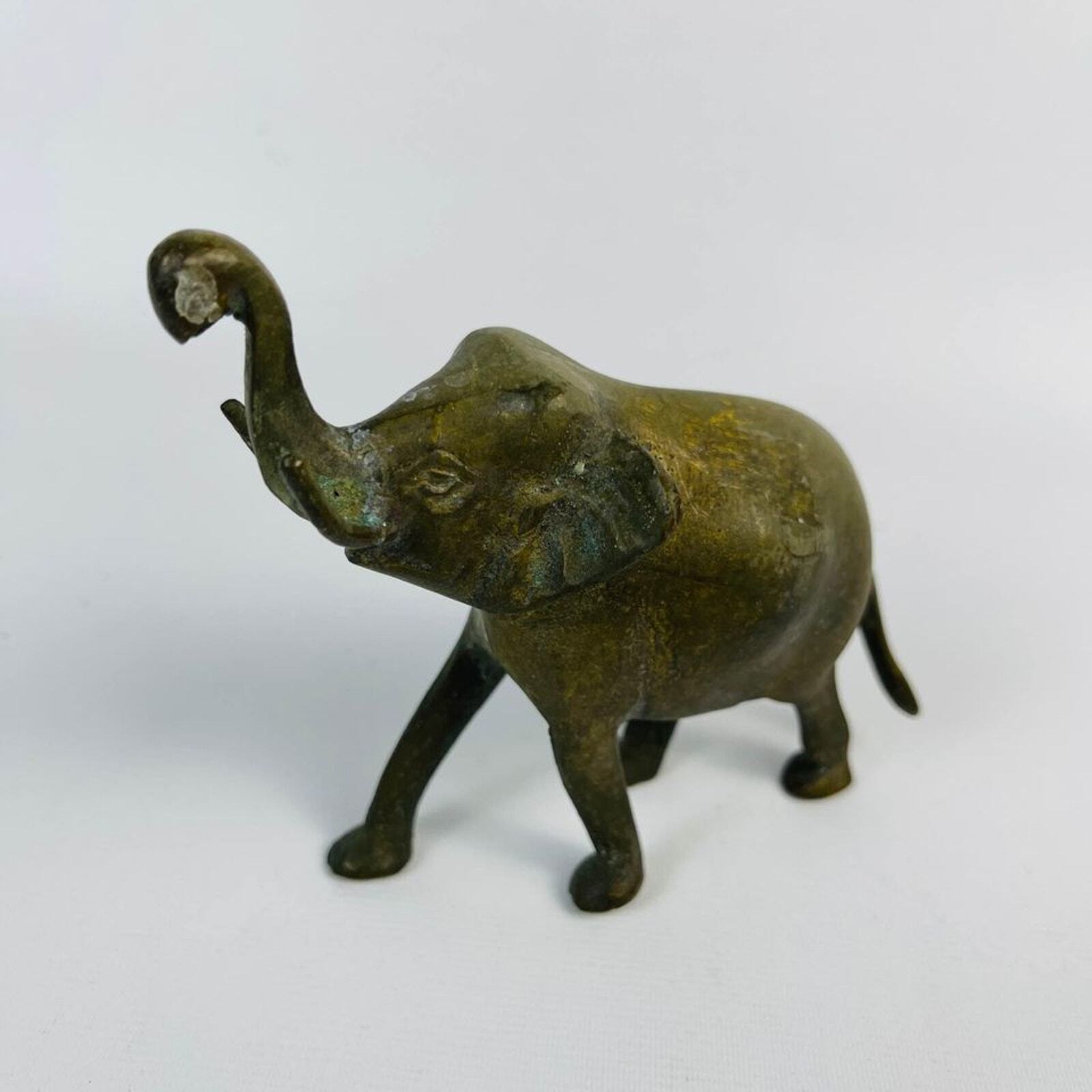 Vintage Small Brass Elephant 4 x 3 1/2”