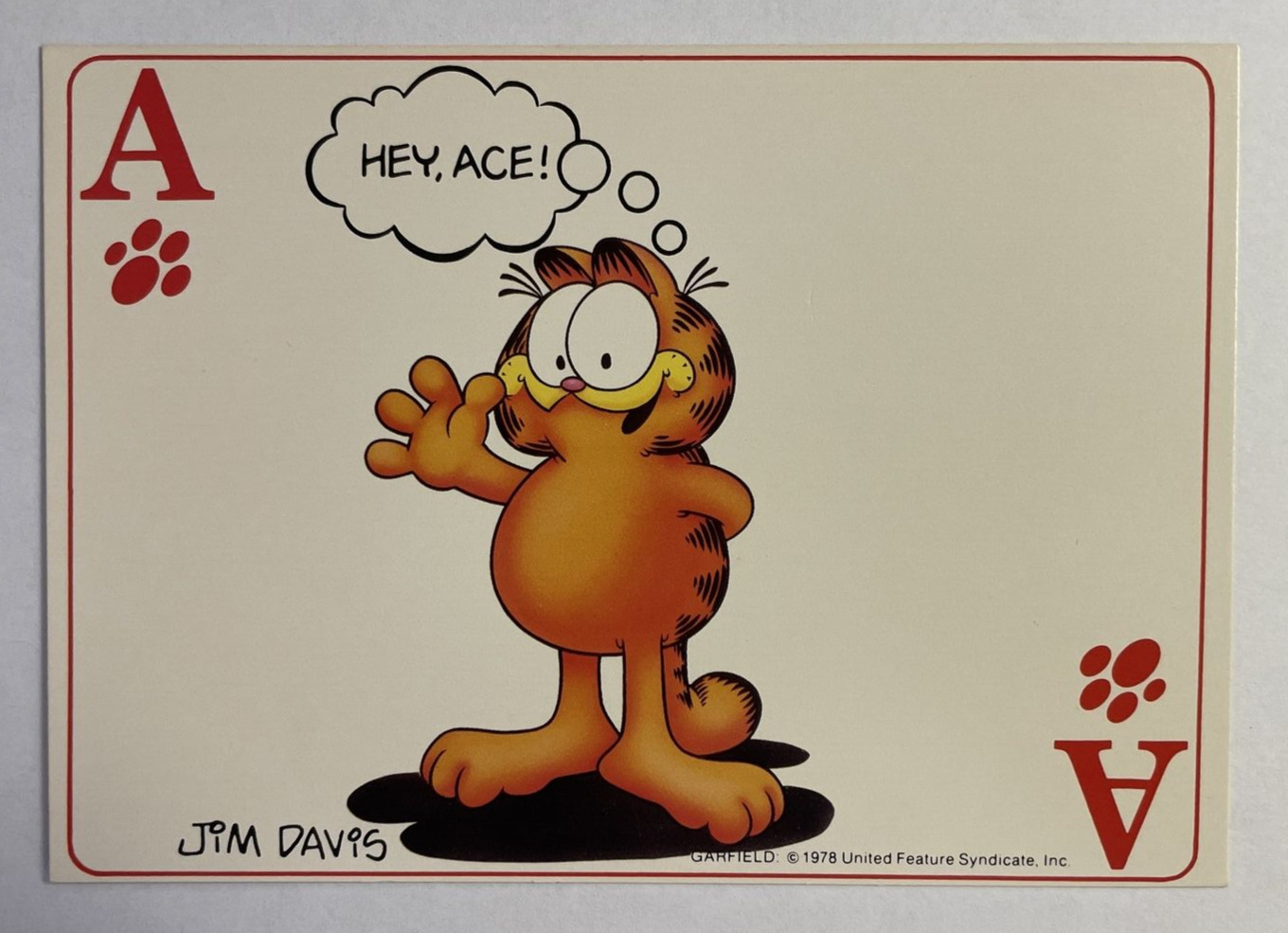 Garfield The Cat Vintage Postcard Jim Davis Postcard 'Hey Ace