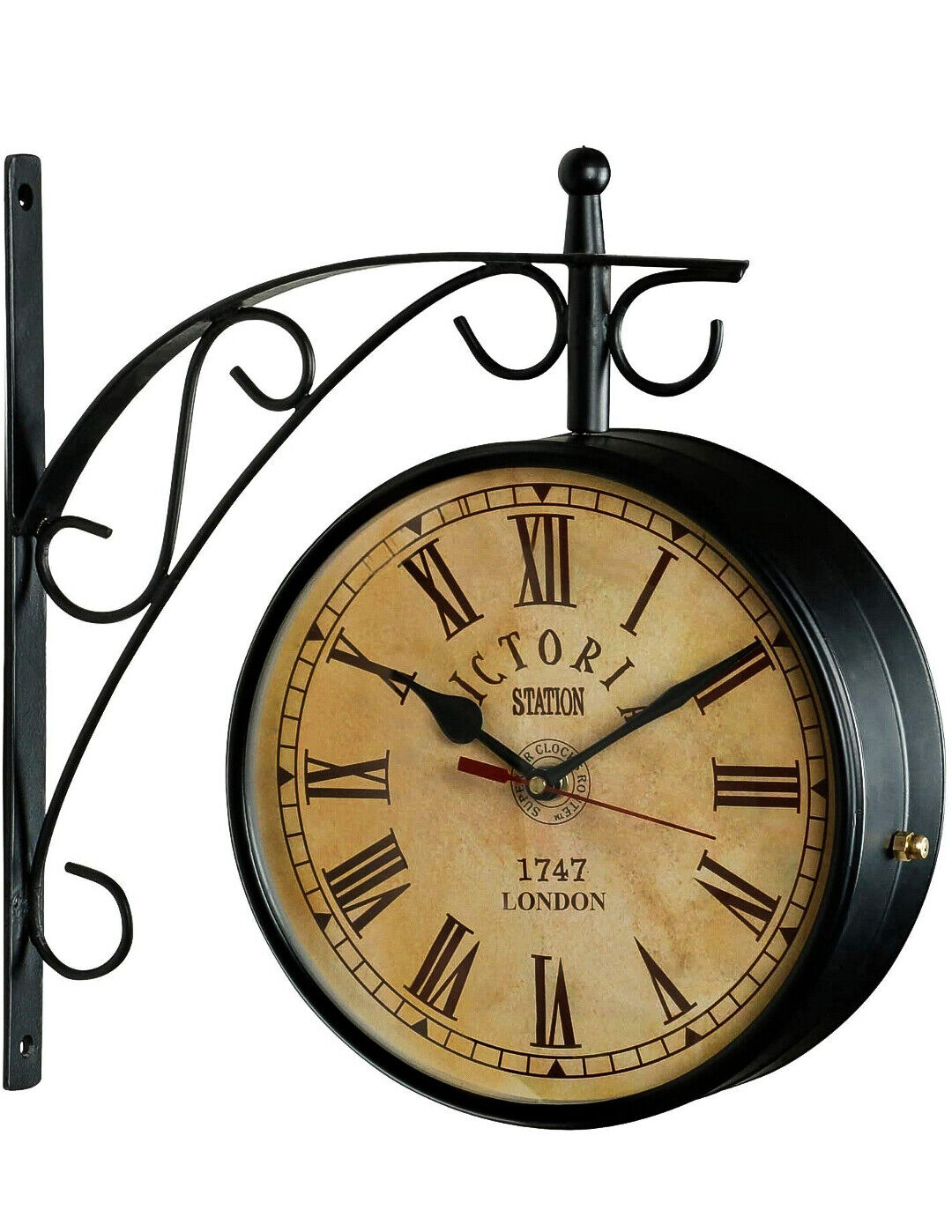 8 Inch Vintage Victoria Iron Dia Retro Double Sided Station Railway Wall Clock