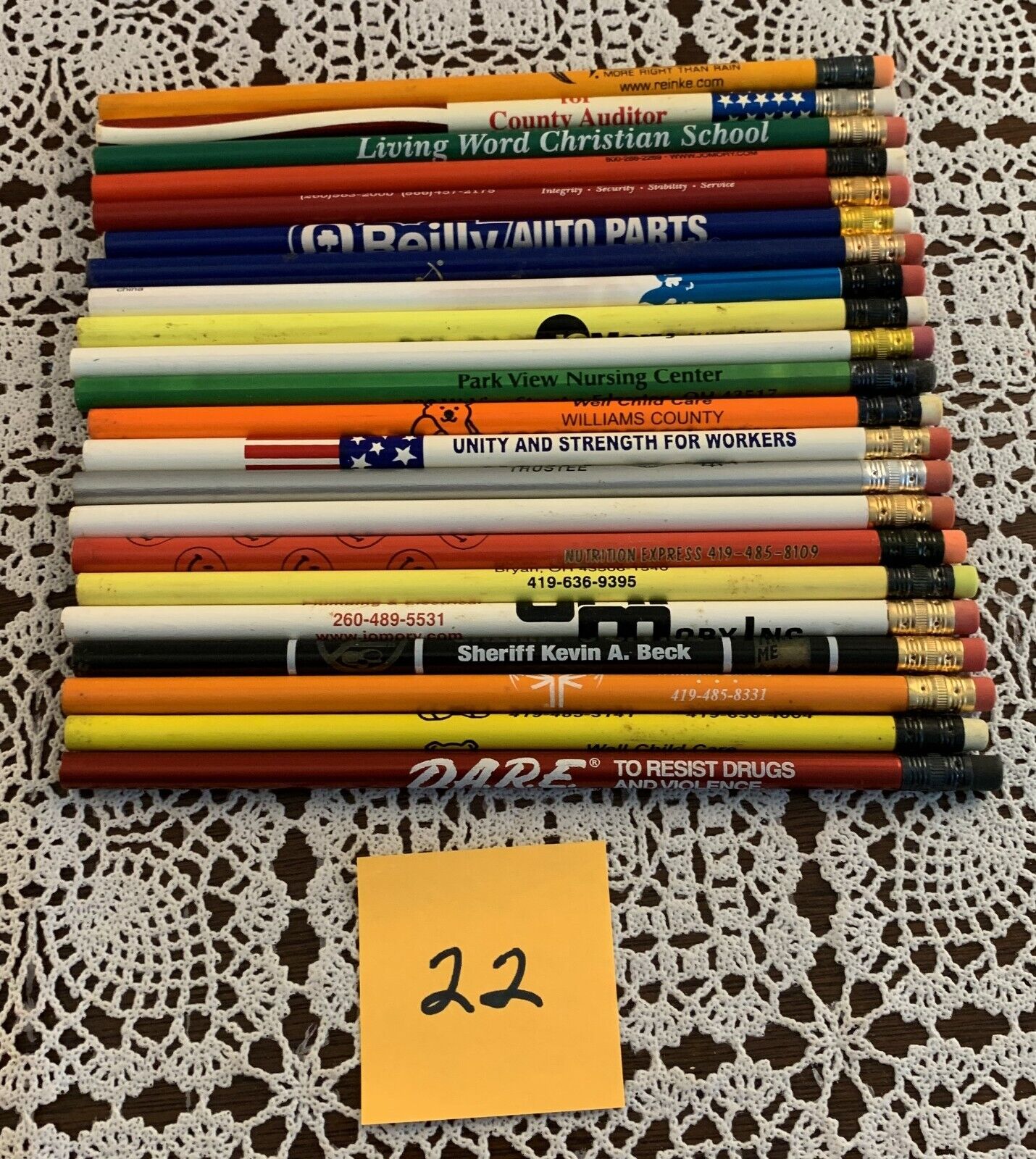 22 Assorted Advertising Pencils Brand New Unsharpened No Duplicates UAW Ohio