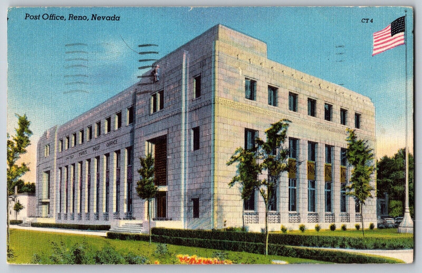 Reno, Nevada NV - The Modern Post Office - Vintage Postcard - Posted 1949