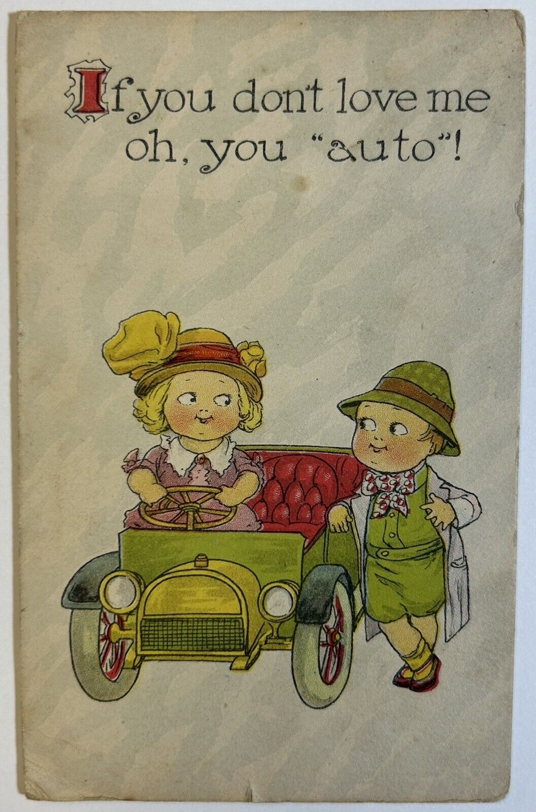 If You Don’t Love Me You Auto Antique Comic Postcard, Posted Reynolds, Illinois