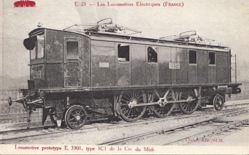 Postcard Railroad Train Locomotive Prototype E 3301 Type 1C1 de la Cie du Midi 