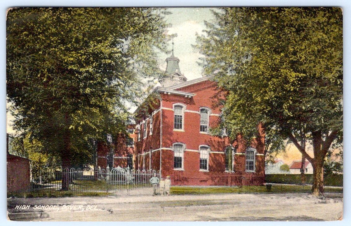1909 DOVER DELAWARE HIGH SCHOOL SCOTT'S PHARMACY ANTIQUE POSTCARD