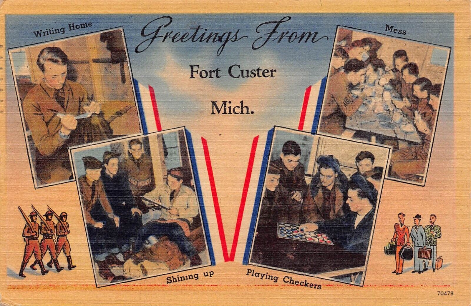 1942 Fort Custer Michigan MI Greetings From Larger Not Large Letter 70479 PC
