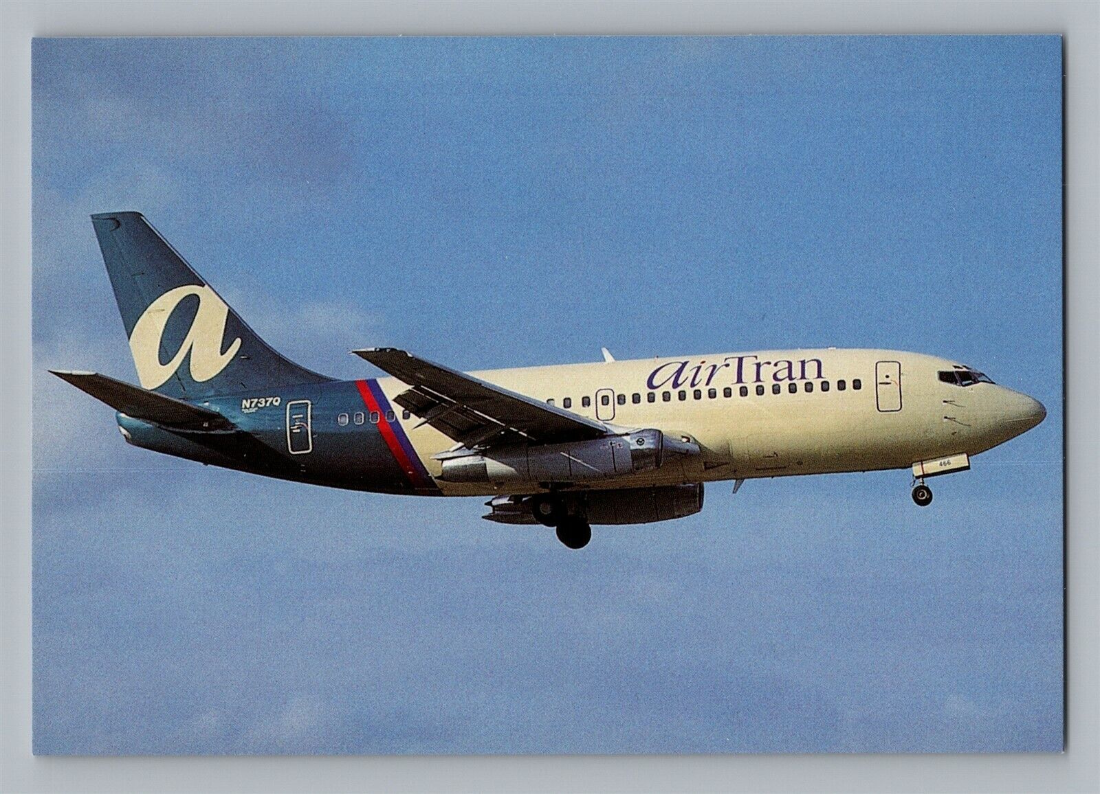 Aviation Airplane Postcard Air Tran Airline Boeing 737-2L9 N737Q in Miami T8