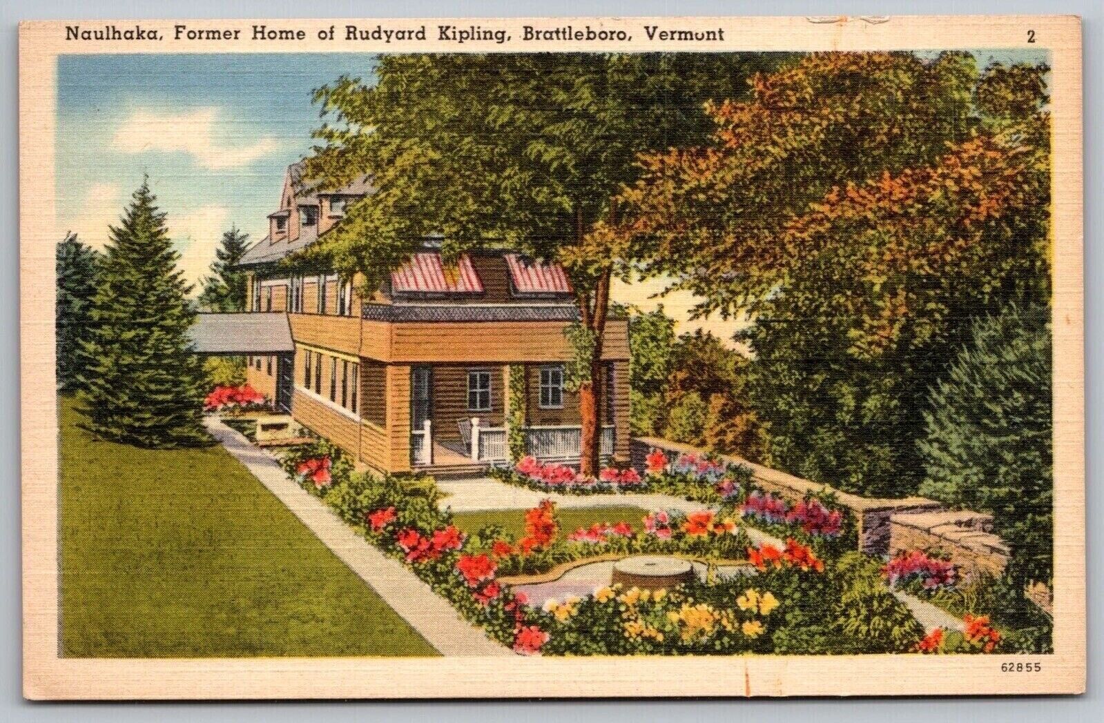 Naulhaka Former Home Rudyard Kipling Brattleboro Vermont Flower Garden Postcard