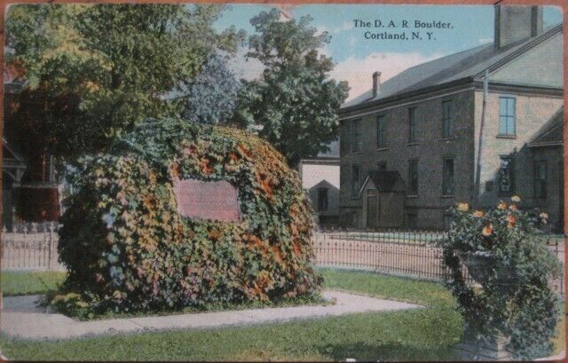 Cortland, NY 1913 Postcard: DAR Boulder - New York