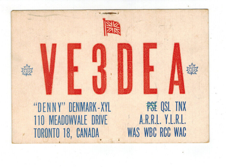 Ham Radio Vintage QSL Card     VE3DEA 1957   Toronto, CANADA