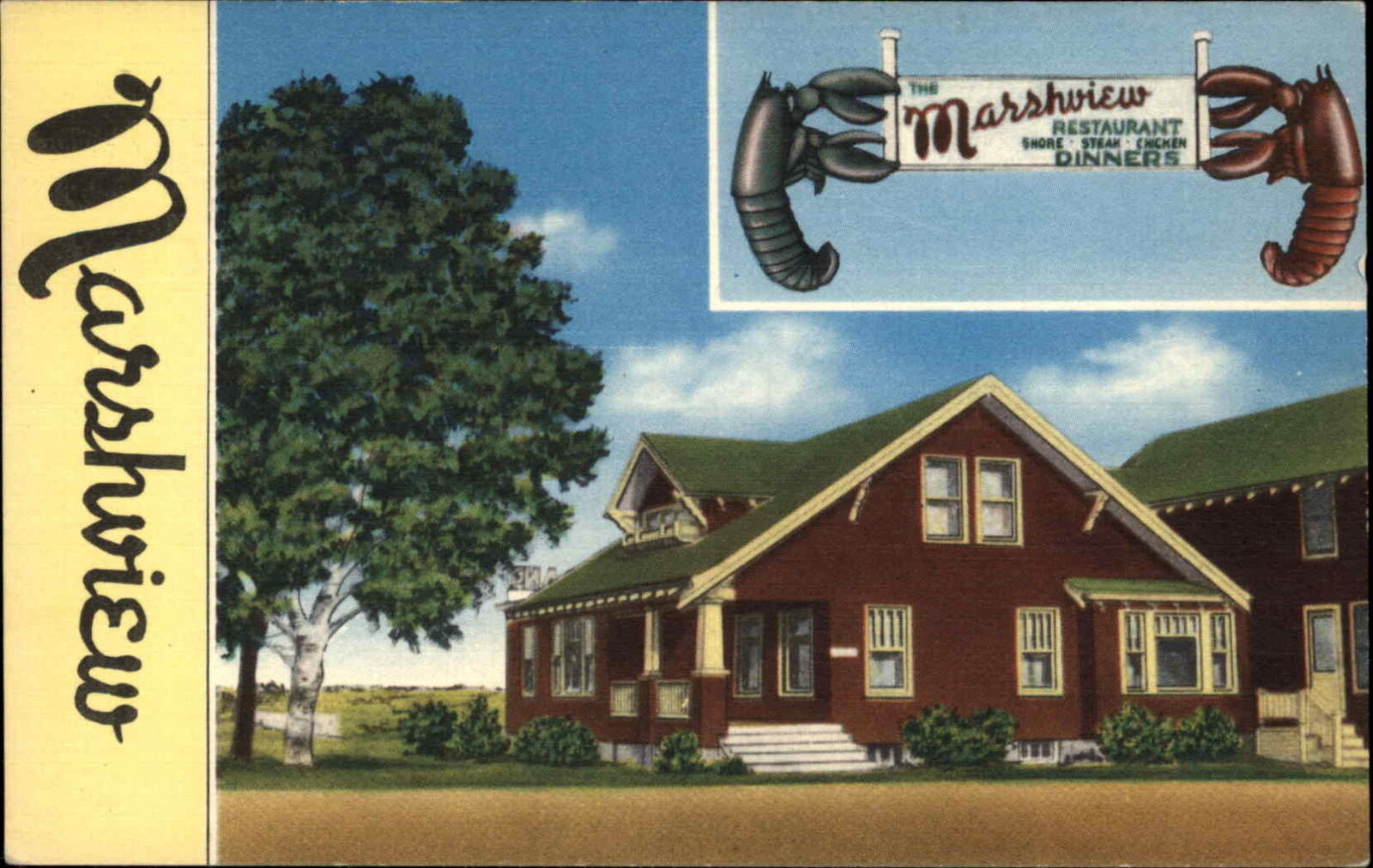 West Scarboro Maine ME Marshview Restaurant c1930s-50s Postcard