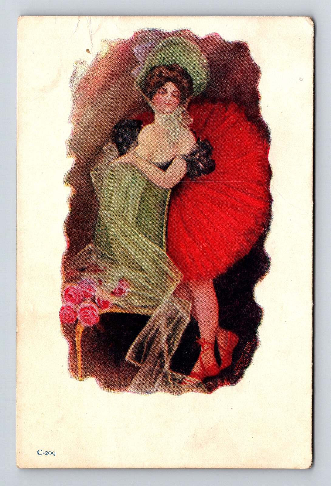 1905 White City Art Co Saloon Girl Dancer Woman Postcard
