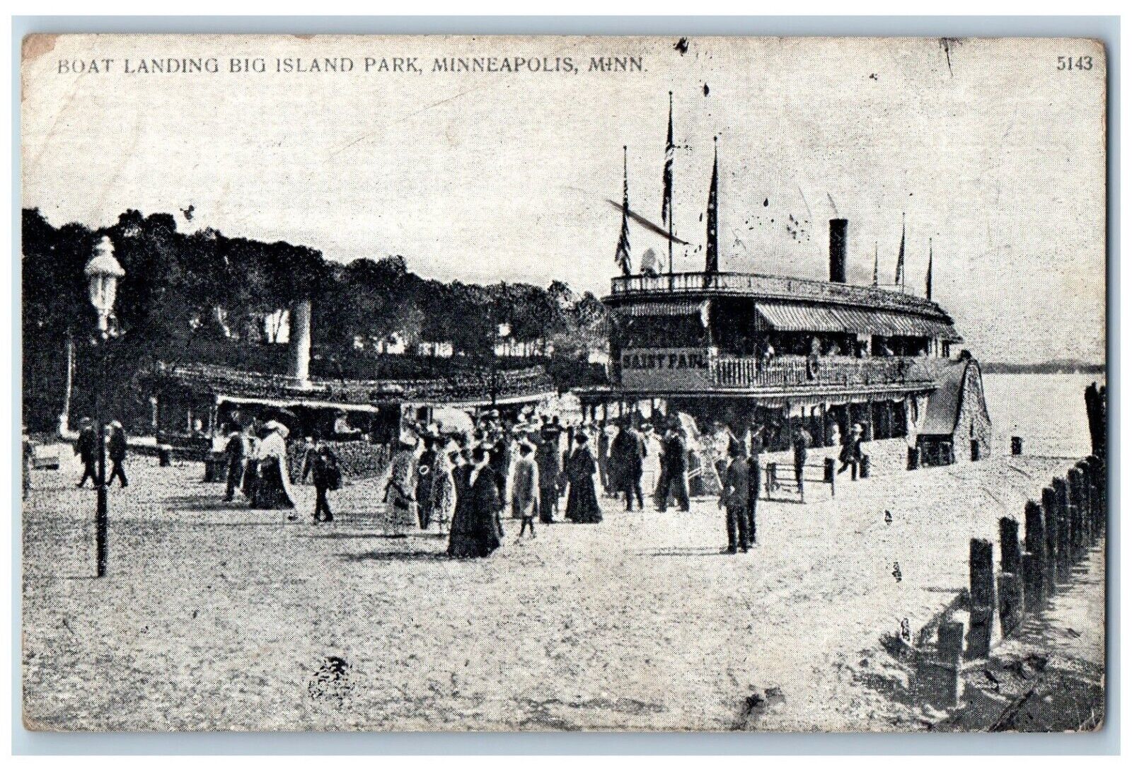 Minneapolis Minneapolis MN Postcard Boat Landing Big Island Park c1910's Antique