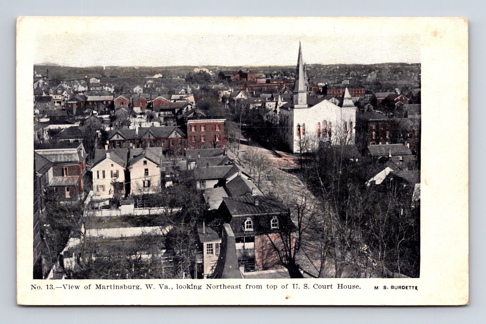 Aerial View from US Court House Looking Northeast Martinsburg WV Postcard