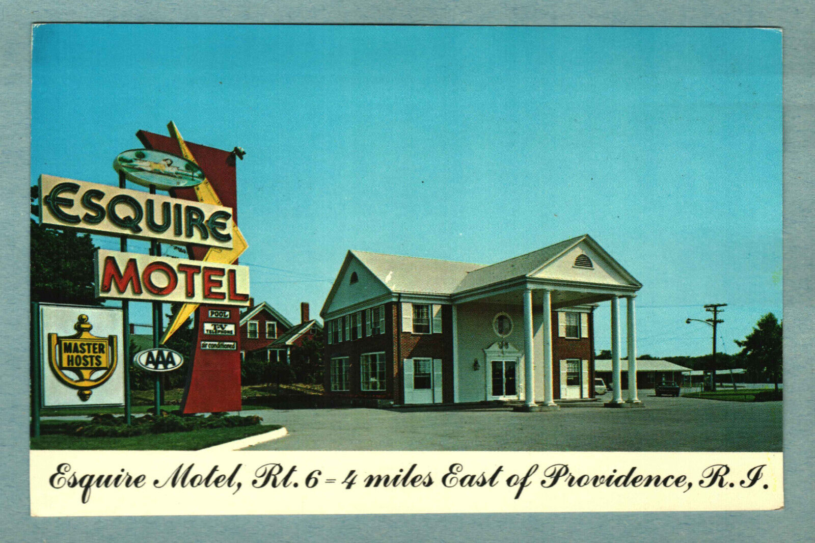Postcard Esquire Motel Rt. 6 Providence Rhode Island RI
