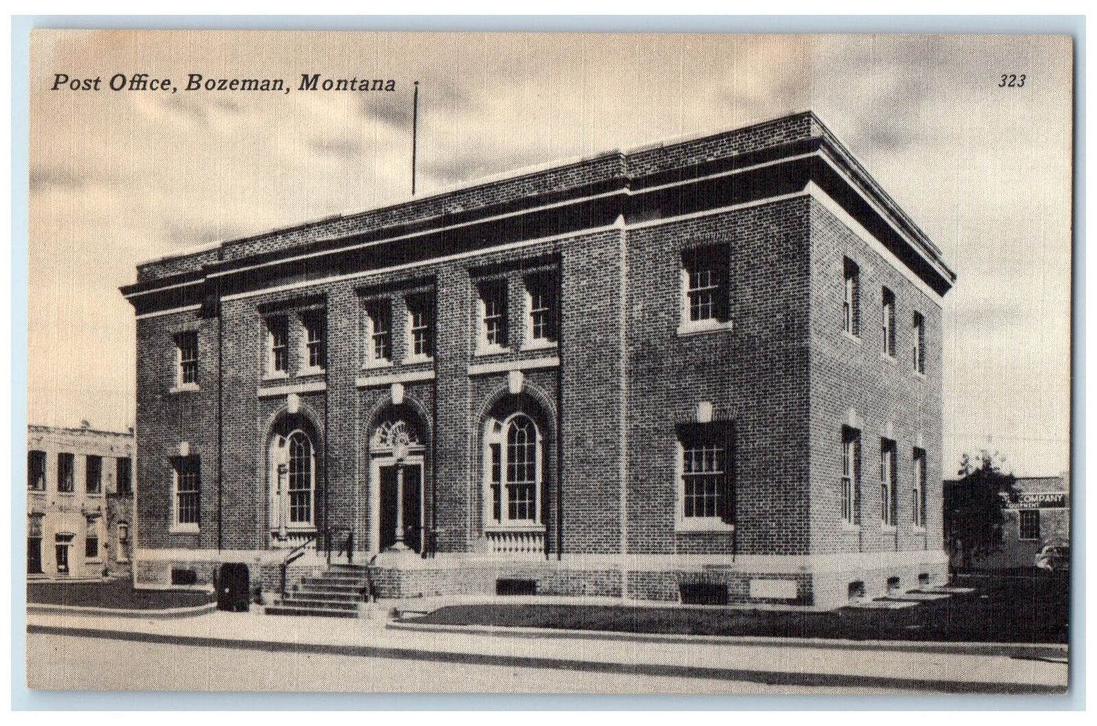 c1940\'s Post Office Exterior Roadside Scene Bozeman Montana MT Unposted Postcard