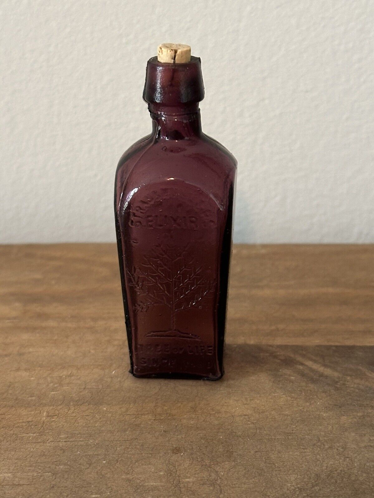 Vintage Straubhullers Tree of Life Elixir Bottle Purple  3.25” Mini