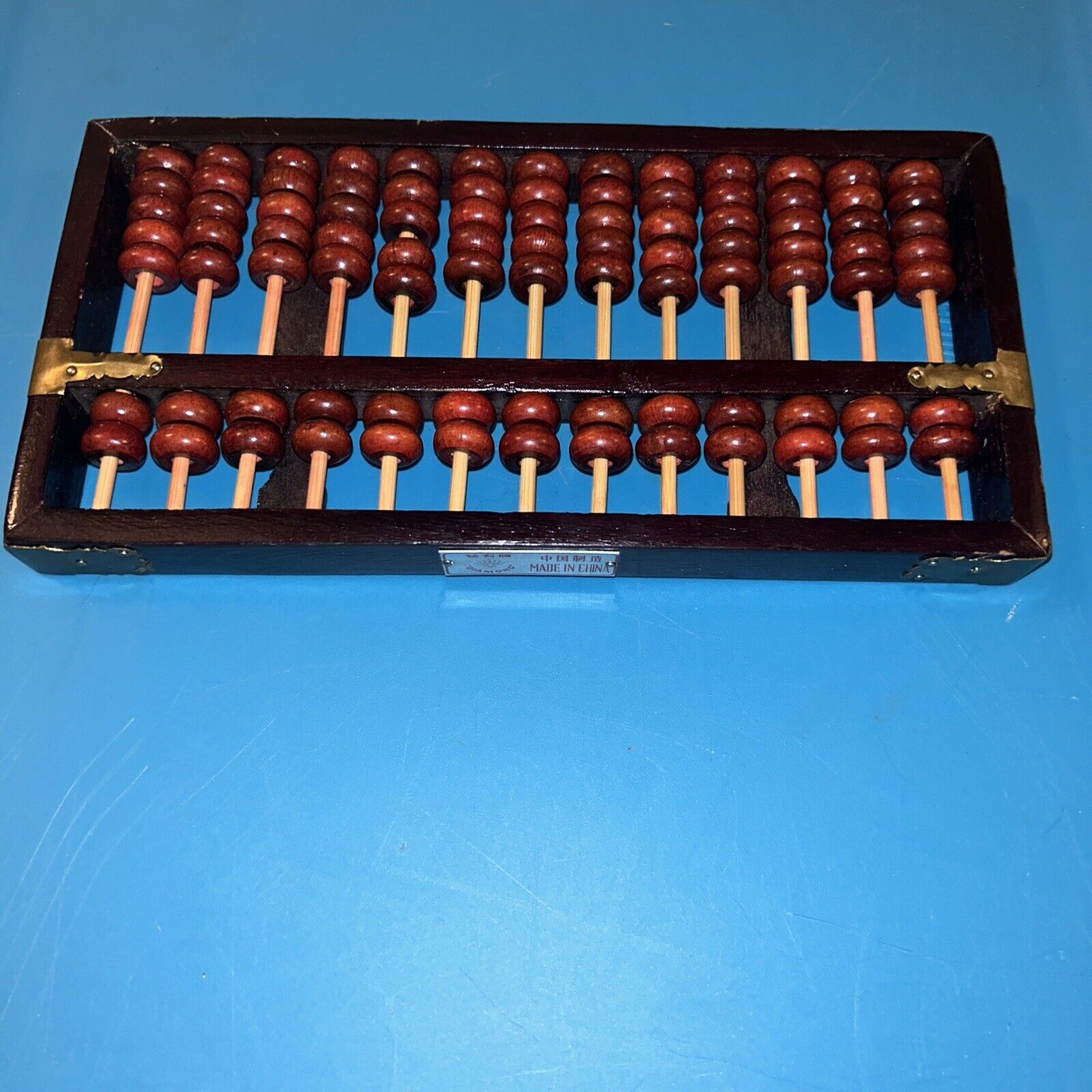 Vintage 1970s Chinese Diamond Brand Wood Abacus Calculator w/13 Rods 10\