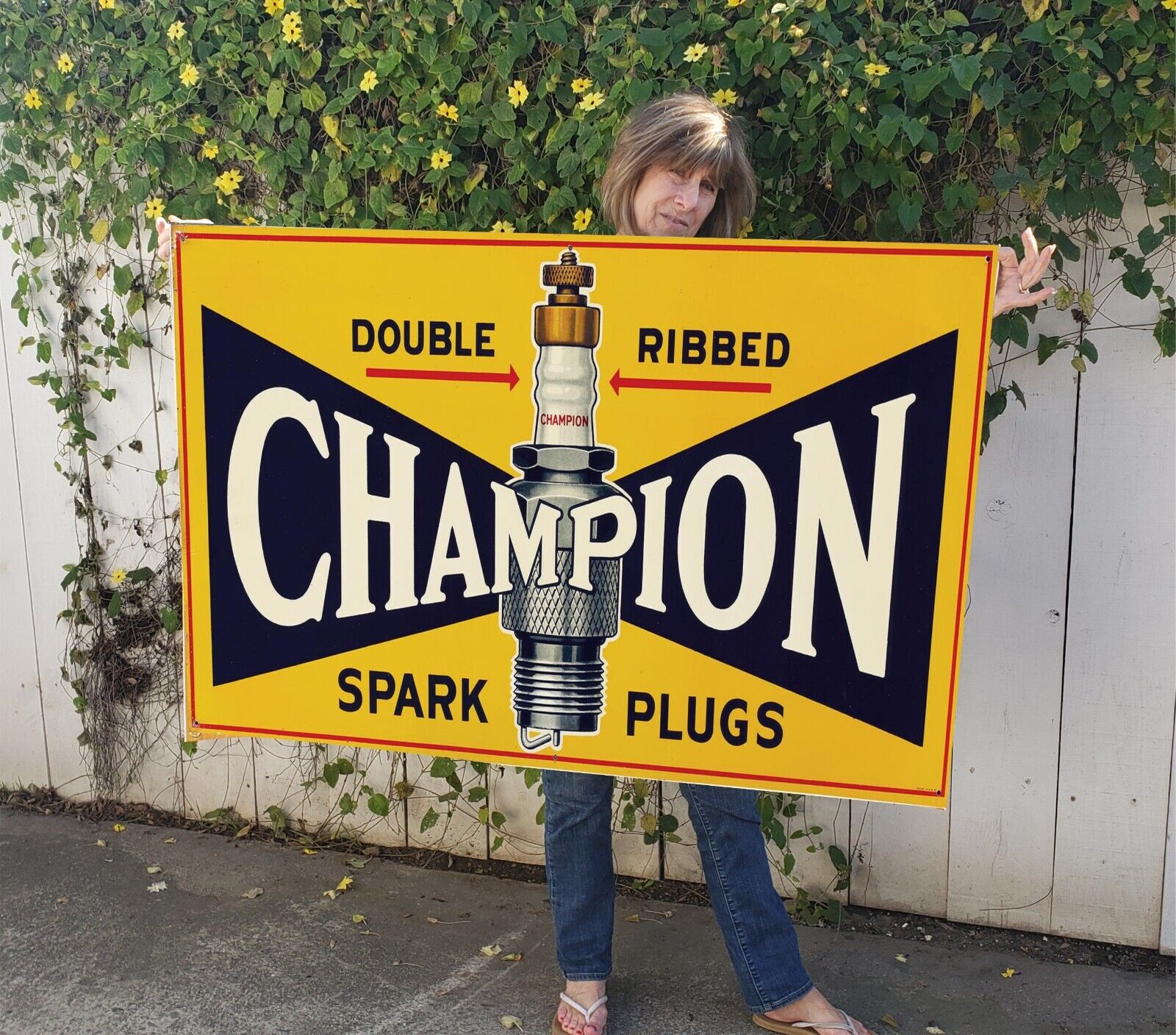 Vintage Champion spark plug  Banner - Repro 48\