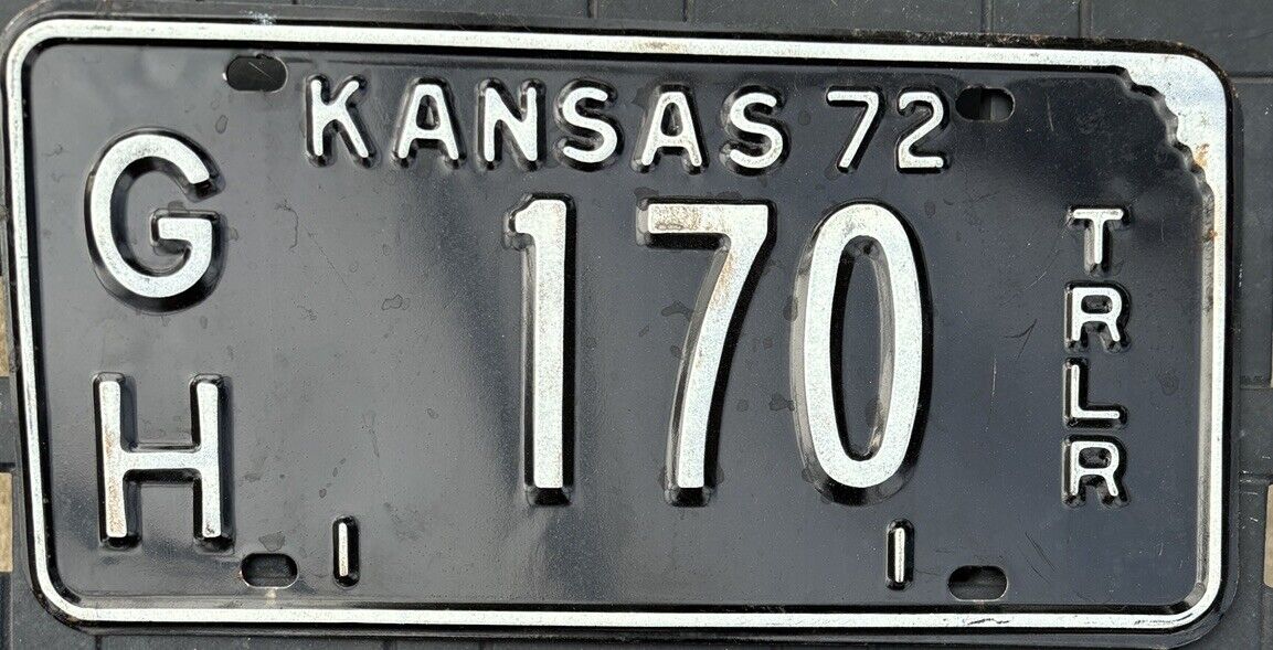 1972 Vintage Kansas License Plate # “GH-170”Graham County - Trailer. Expired