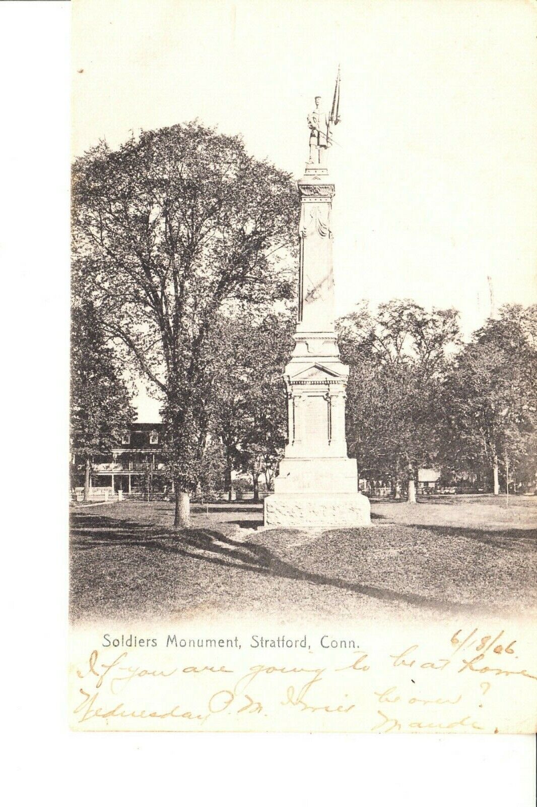 Stratford, CT  Soldiers Monument  1906