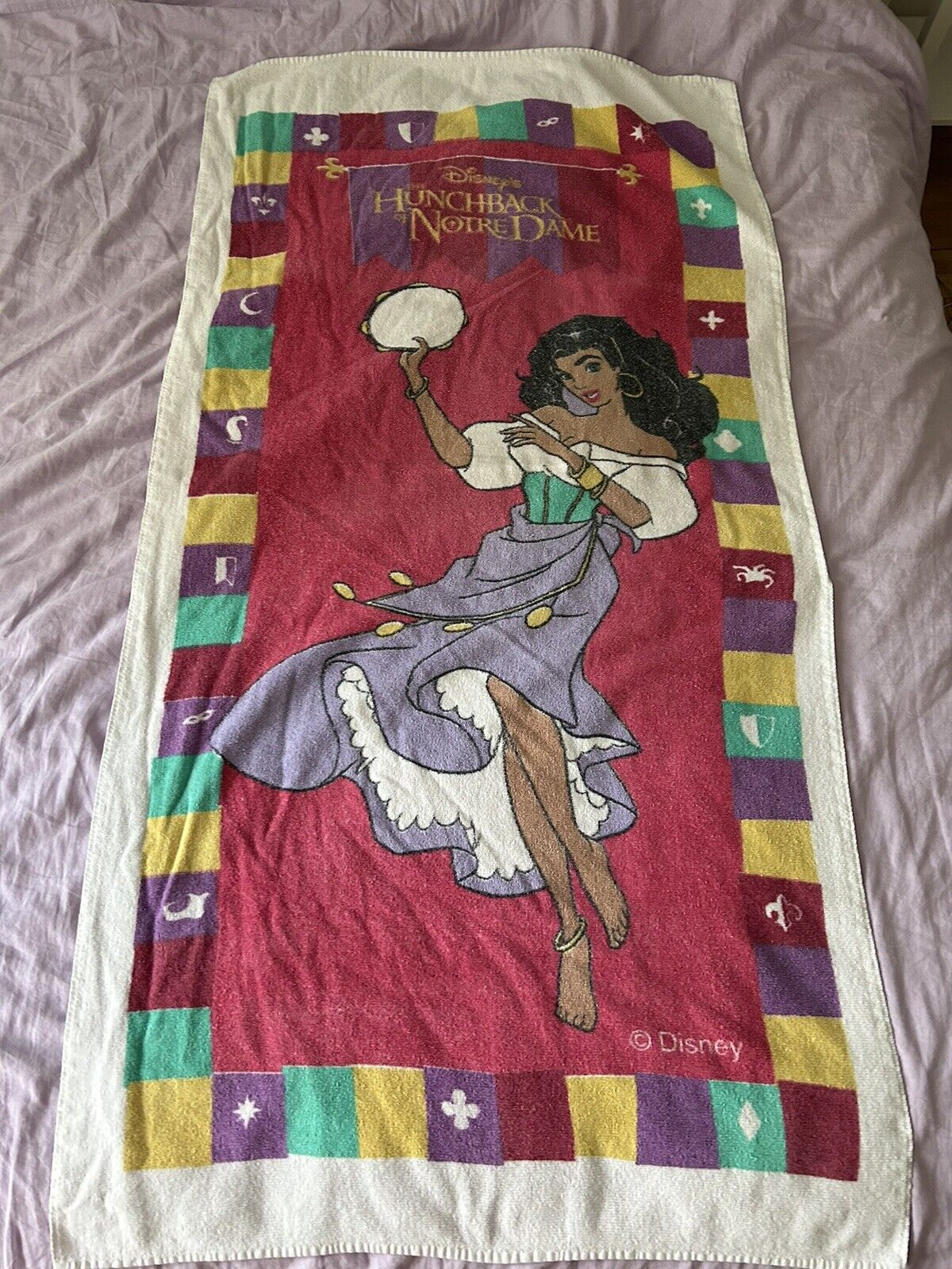 Vintage Disney The Hunchback of Notre Dame Esmeralda Beach Picnic Towel 58x30”