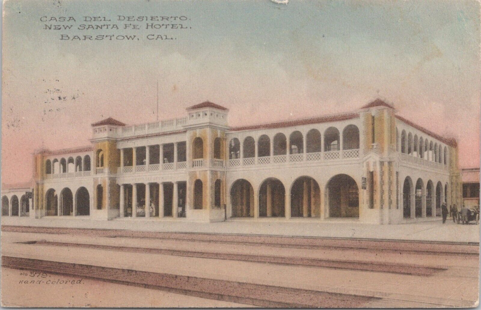 Lithograph Barstow California Casa del Desierto New Santa Fe Hotel Depot 1913
