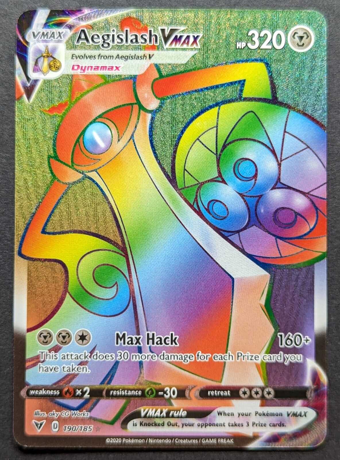 Aegislash Vmax 2020 Voltage Secret Rare Holo Full Art Pokemon Card 190/185 NM