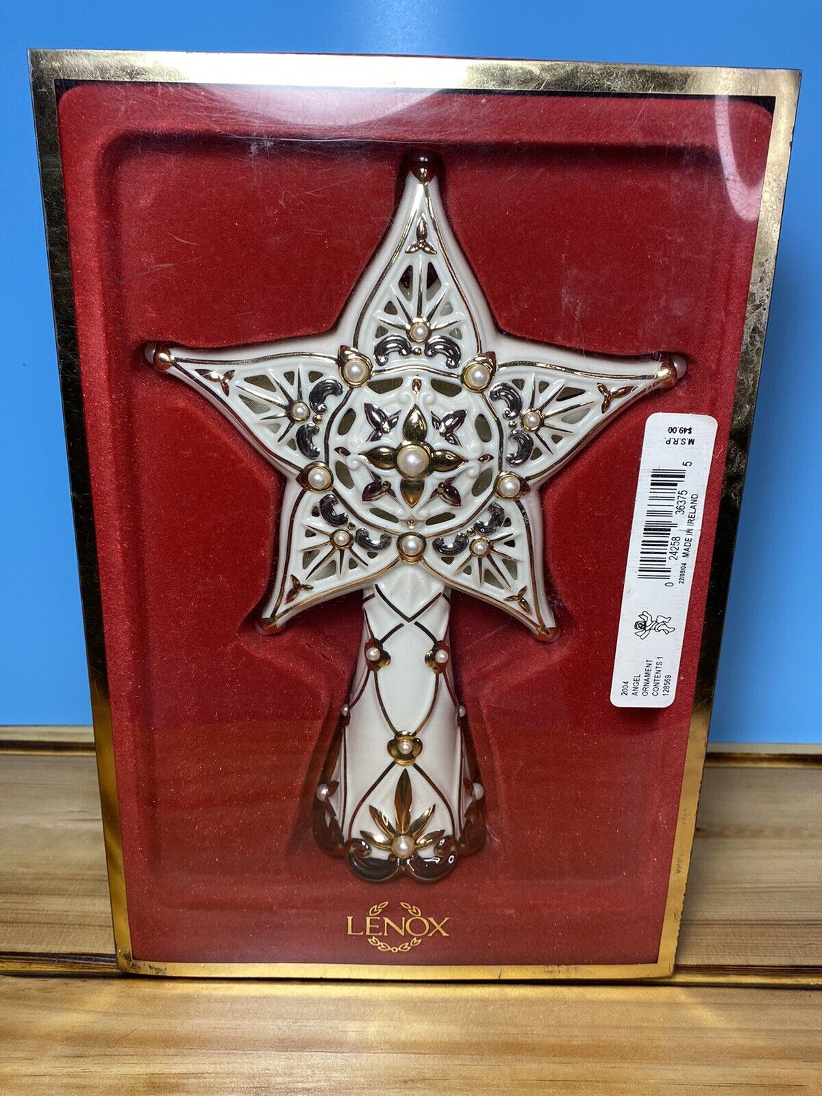 Lenox Florentine & Pearl Star Christmas 9” Tree Topper-Original Box-Estate Find