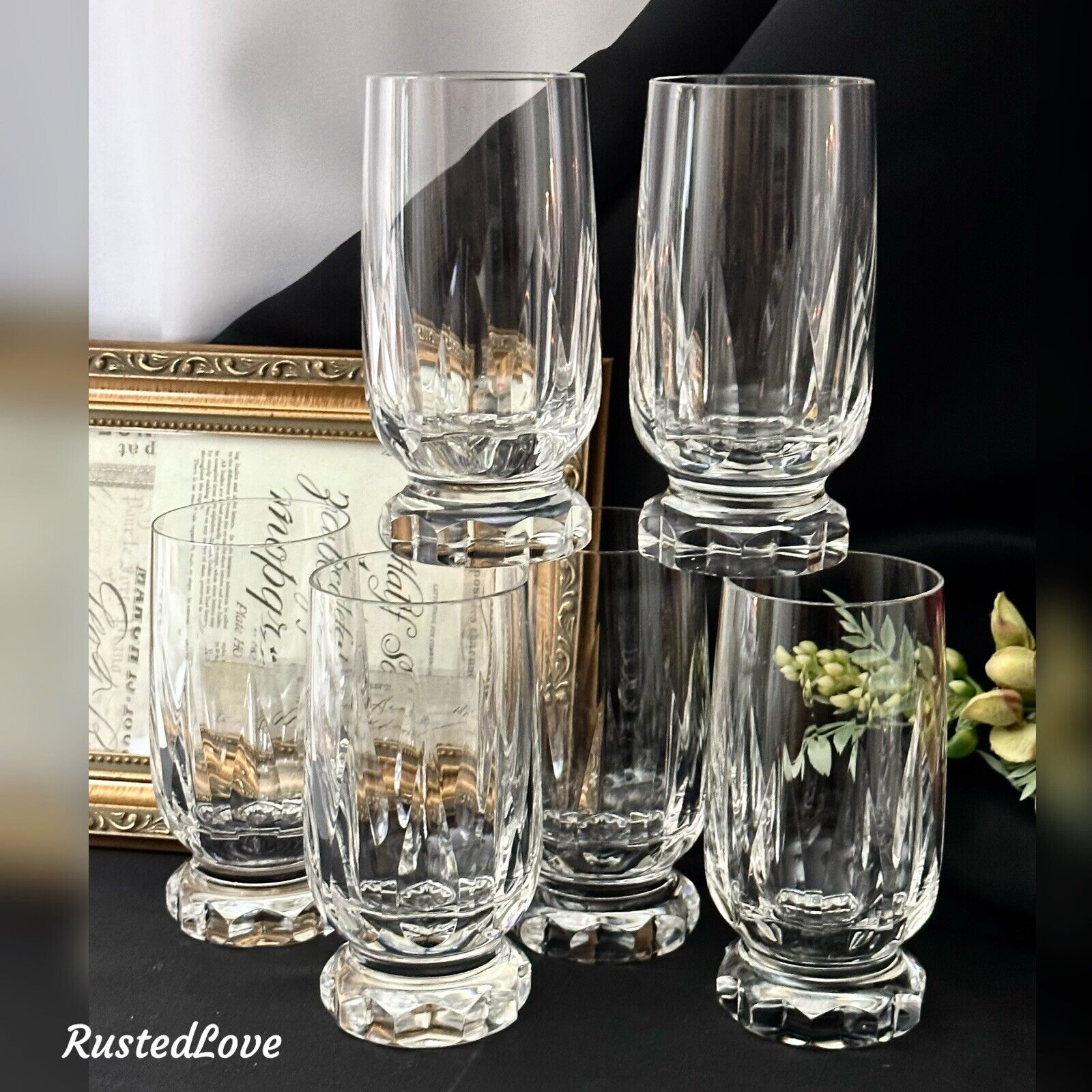 Vintage Highball Villeroy & Boch Arabelle Glassware Pair Blown Glass Barware - 6