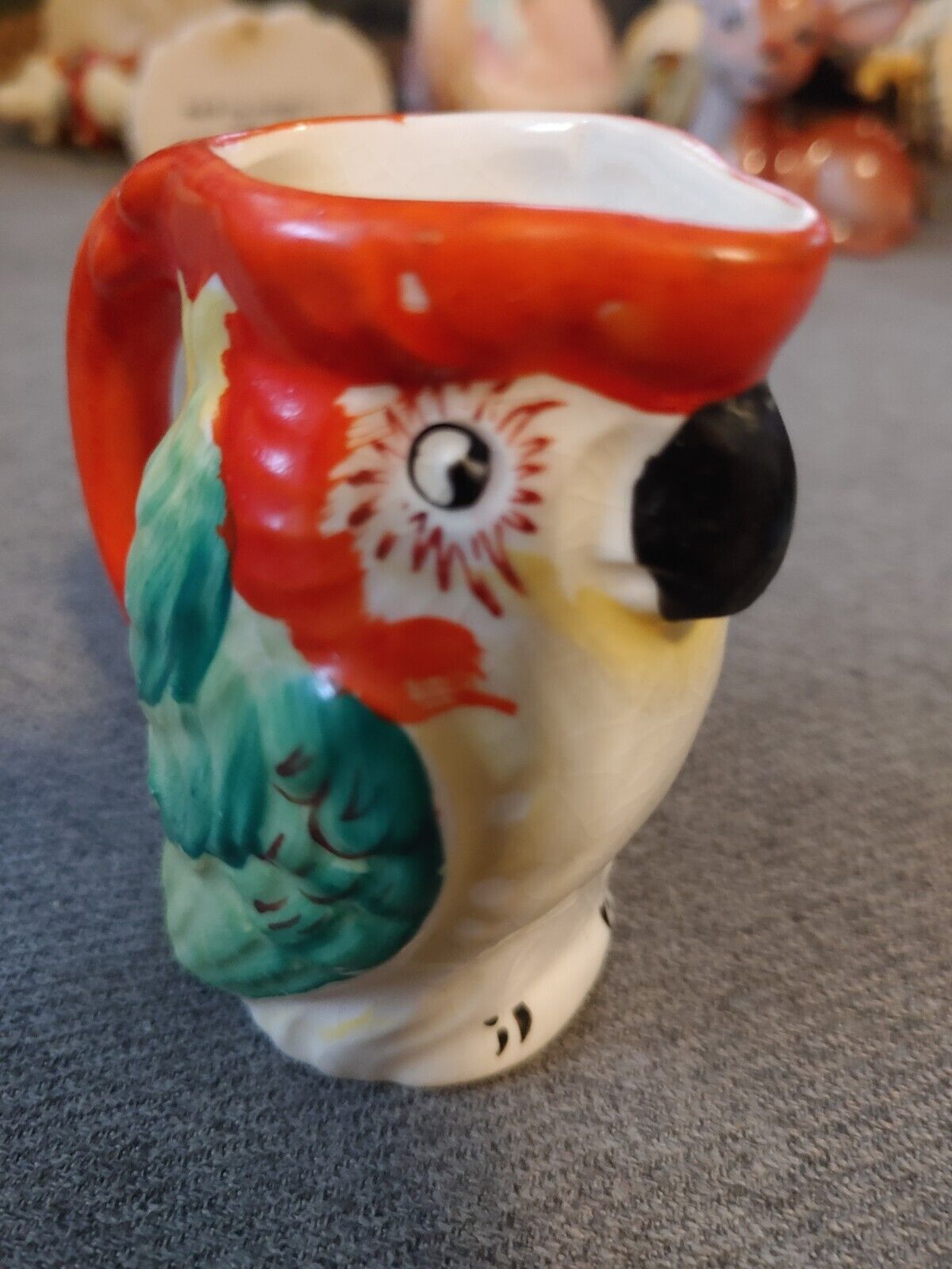 Vtg Ceramic Parrot Pitcher Creamer 3\